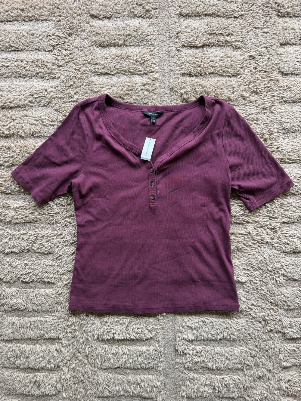 BR Ribbed Elbow- Sleeve Henley T-Shirt